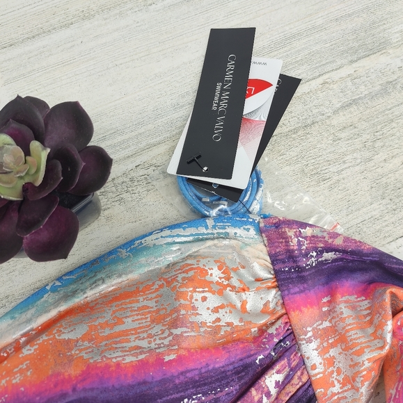 Carmen Marc Valvo Rainbow Swimwear Bikini Top - Picture 2 of 5